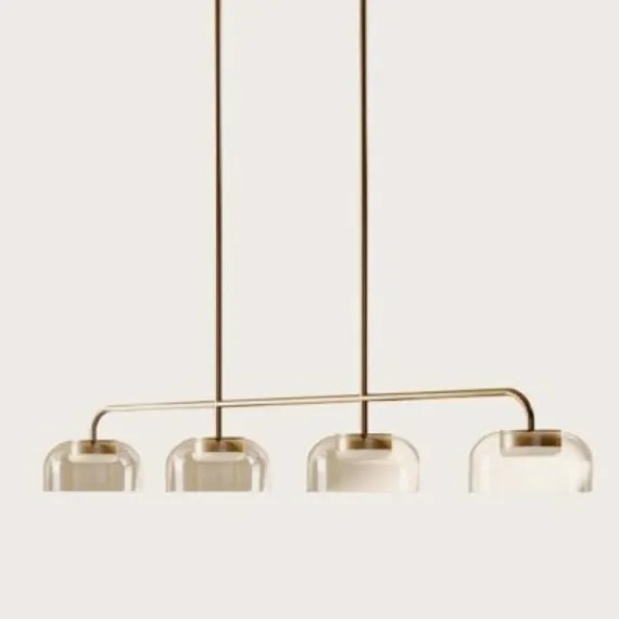 Подвесной светильник Ipon 4L золотой металл / стекло Smoked Amber