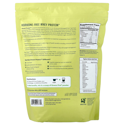 Greens First, Dream Protein™, сывороточный протеин, сливочная французская ваниль, 750 г (26,5 унции)
