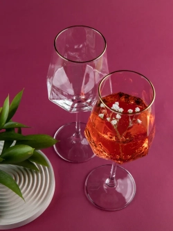 Бокалы для вина 2 шт с золотой каймой 430 мл