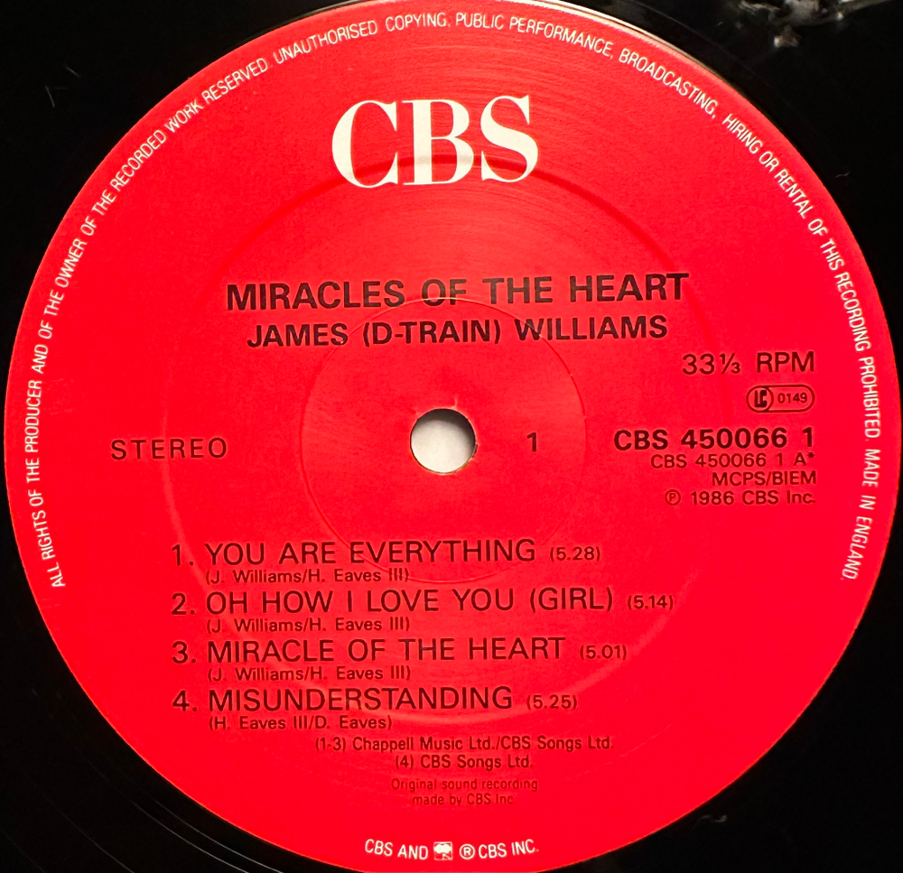 James (D-Train) Williams - Miracles Of The Heart (Англия 1986г.)