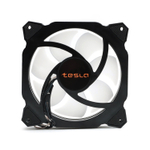 Комплект из 3 вентиляторов TESLA RGB120-RB3, 120мм, 1200rpm, 3-pin+Molex, черный-белый/FRGB, 38CFM, 21дБ, антивибропрокладки (TSL-120-RB3)