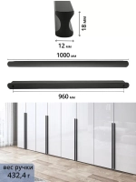 Ручки мебельные чёрные 1000 мм 2 шт