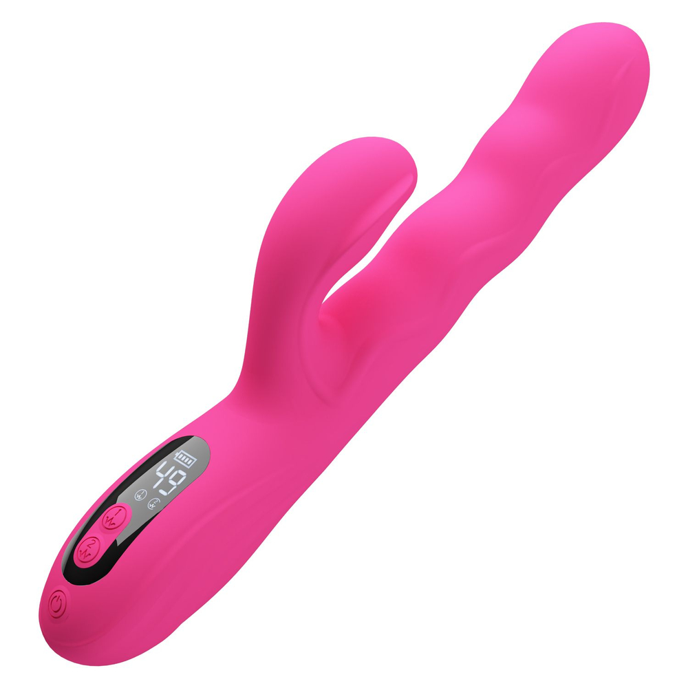 Розовый вибростимулятор-кролик с волновыми движениями Winters - 25,2 см. (Цвет: розовый)