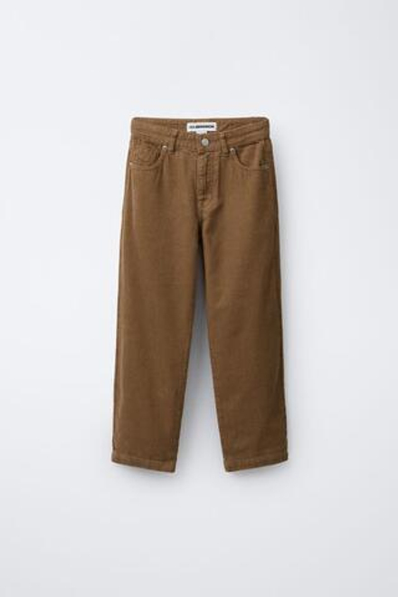 ZARA Х BENSIMON ® ВЕЛЬВЕТОВЫЕ БРЮКИ ПРЯМОГО КРОЯ, КОНЬЯЧНЫЙ
