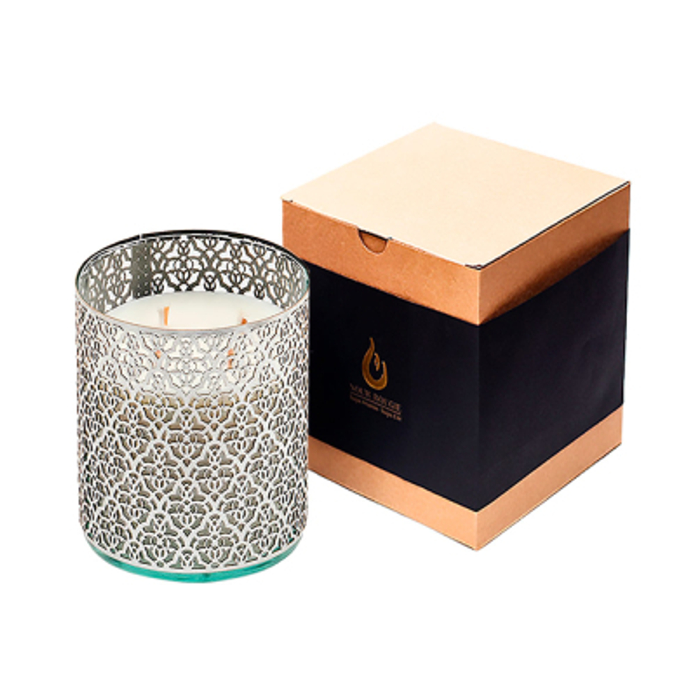 Аромасвеча Nour Bougie Arabesque Fleur d’orange серебро 1300 г