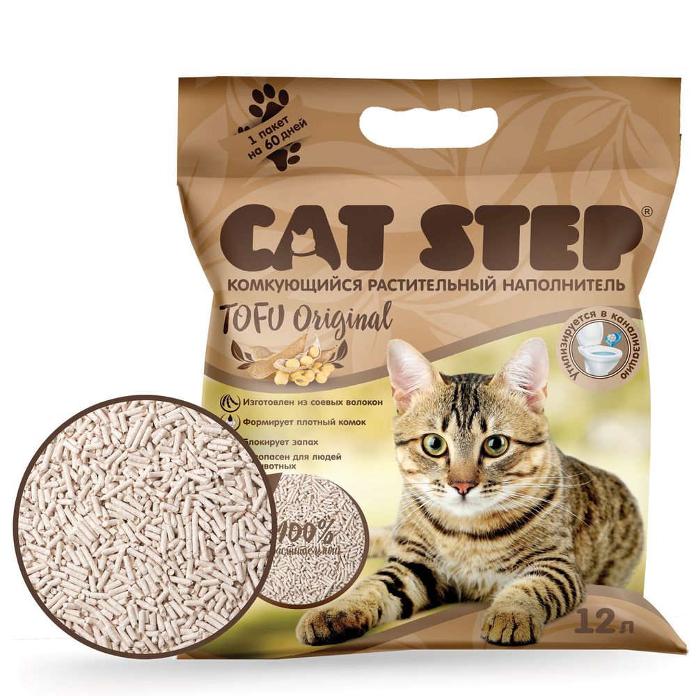 Наполнитель комкующийся растительный CAT STEP Tofu Original 12 л