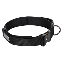 60141 Ошейник с усиленным металлическим замком-фастекс и ручкой RUKKA PETS MISSION COLLAR, с мягкой подкладкой, цвет черный
