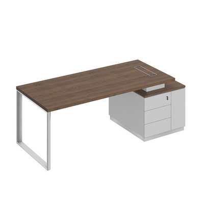 Стол руководителя на опорной тумбе (левый/правый) дуб гладстоун / белый премиум / белый премиум