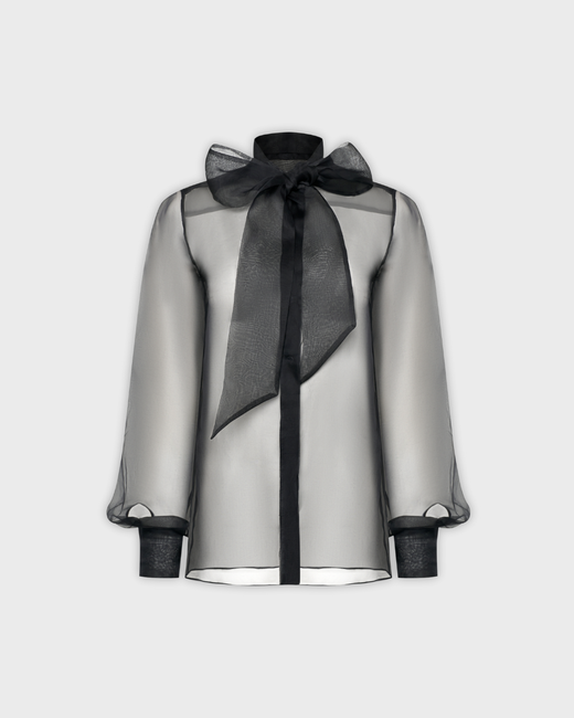Полупрозрачная блуза с бантом