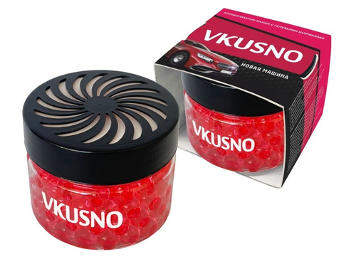 Ароматизатор на панель с гелевыми шариками  Vkusno  Новая машина (AZARD)