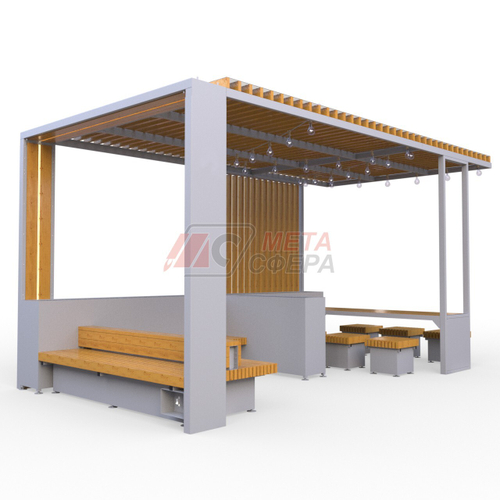 Пергола Комфорт 2 с мебелью и гирляндой