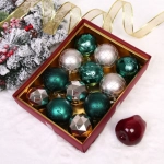 Новогодние шары «Волшебный вальс» 8 см (набор 12 шт), Изумруд/Шампань