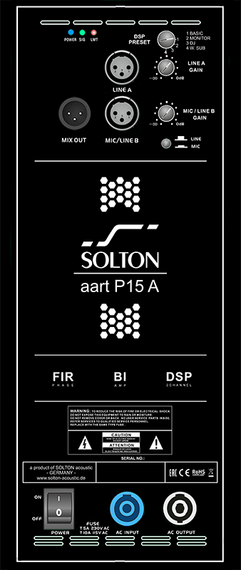 Solton aart P-15 A - Активная акустическая система; 15&quot; НЧ aaCRAAFT / 1,4&quot; VC ВЧ; 
700 Вт; 2-х кан.