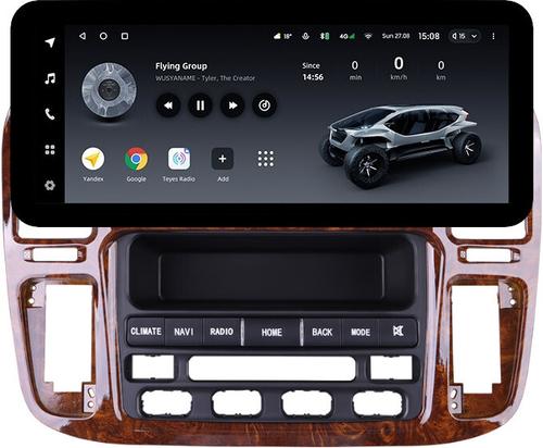 Магнитола для Toyota Land Cruiser 100, Lexus LX470 1998-2002 (климат на ШГУ, рамка дерево) - Teyes LUX ONE ROUND монитор 12.3" 2K QLED на Android 10, Быстрая, CarPlay, 4G SIM-слот