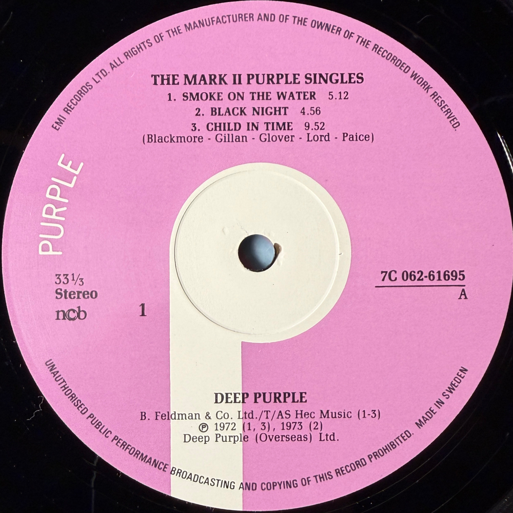 Deep Purple – The Mark 2 Purple Singles (Швеция 1979г.) Т