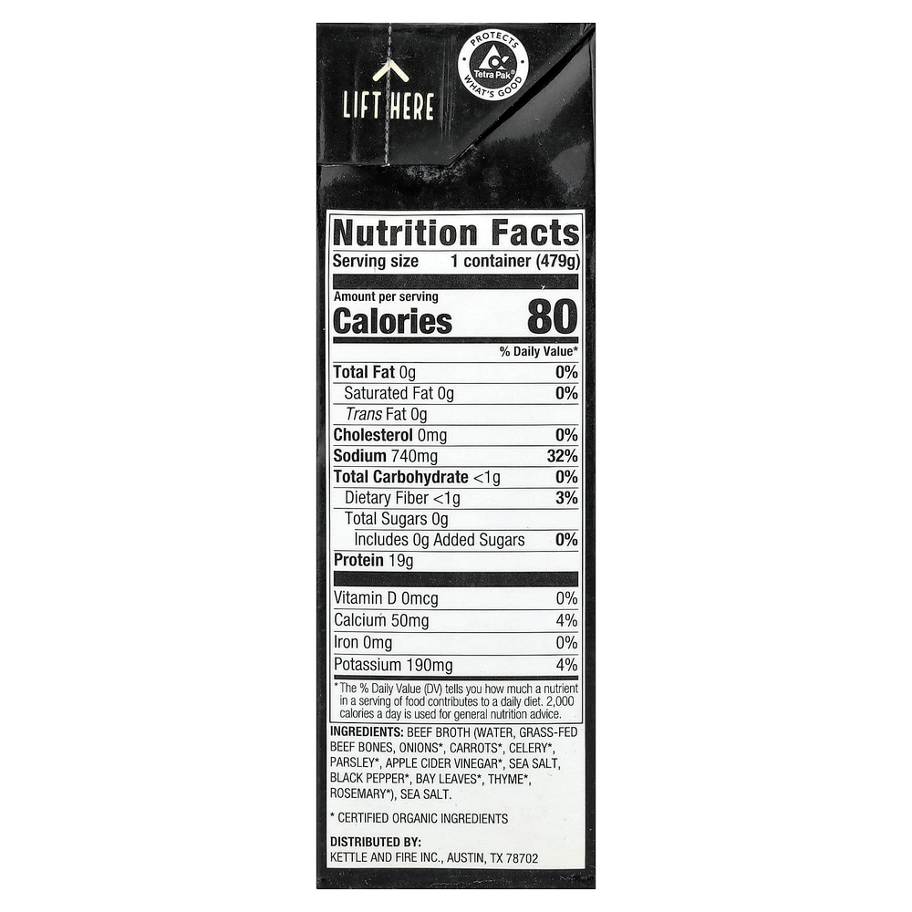 Kettle & Fire, костный бульон, классический говяжий вкус, 479 г (16,9 унции)
