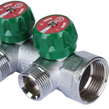 Коллектор регулирующий хром (дизайн FAR)  1", 2 отвода евроконус 3/4"