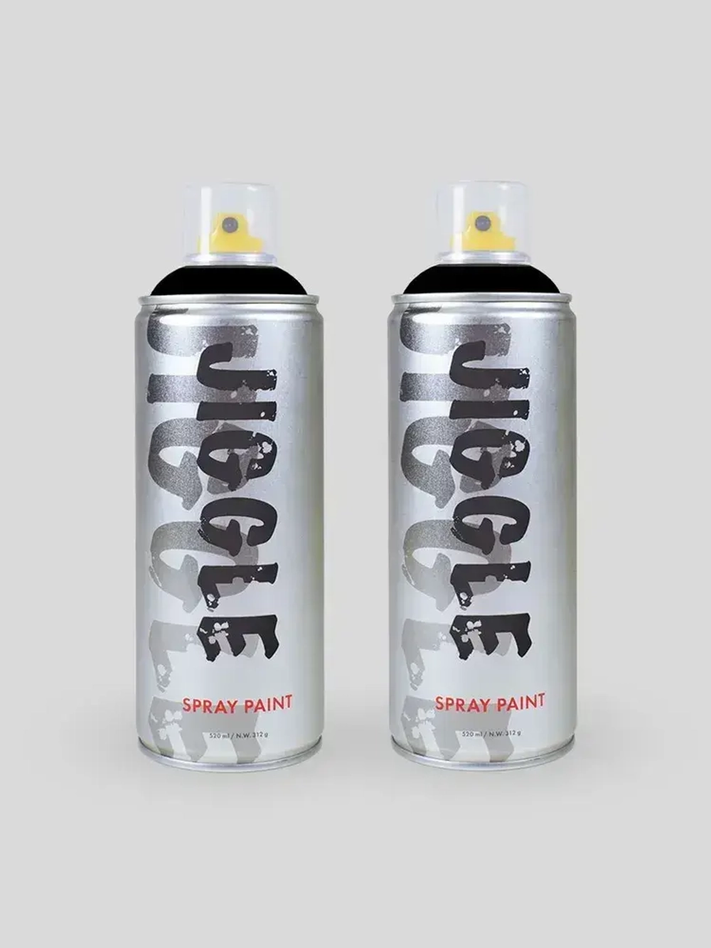 Аэрозольная краска для граффити в баллончике JIGGLE PRO суперматовая, 520 мл, BLACK / Чёрный - 2 шт