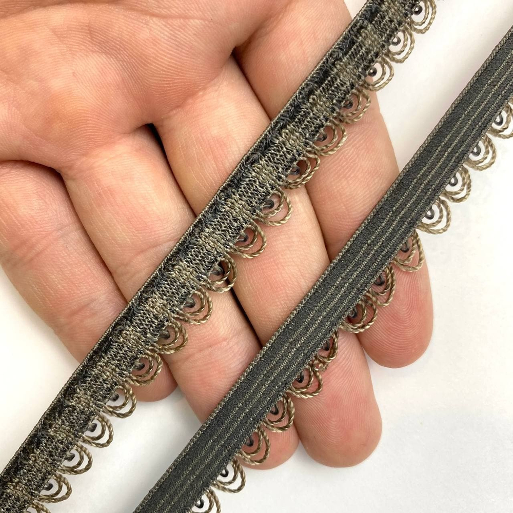 Отделочная резинка ажурная серая 12 мм