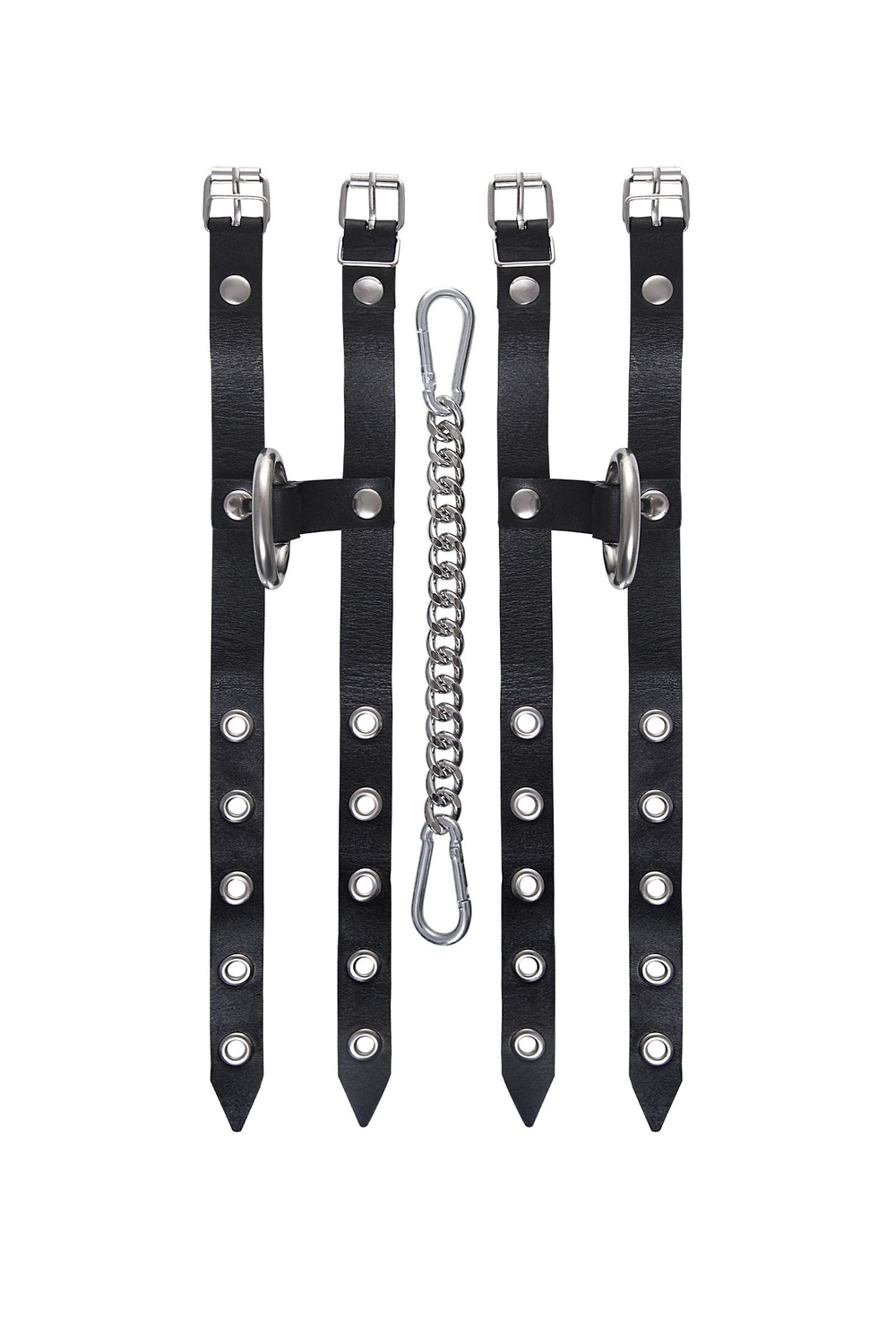 Черные однослойные кожаные оковы из двух ремешков