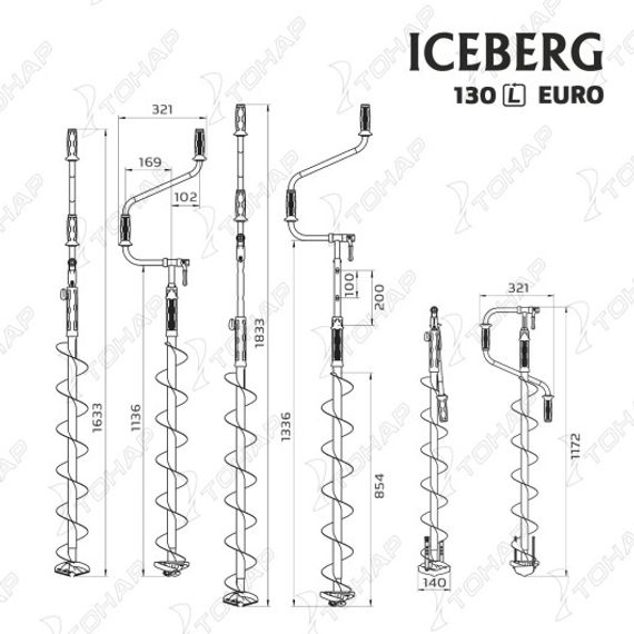 Ледобур Тонар ICEBERG-EURO 130 (L)-1300 v3.0 (левое вращение) LA-130LE