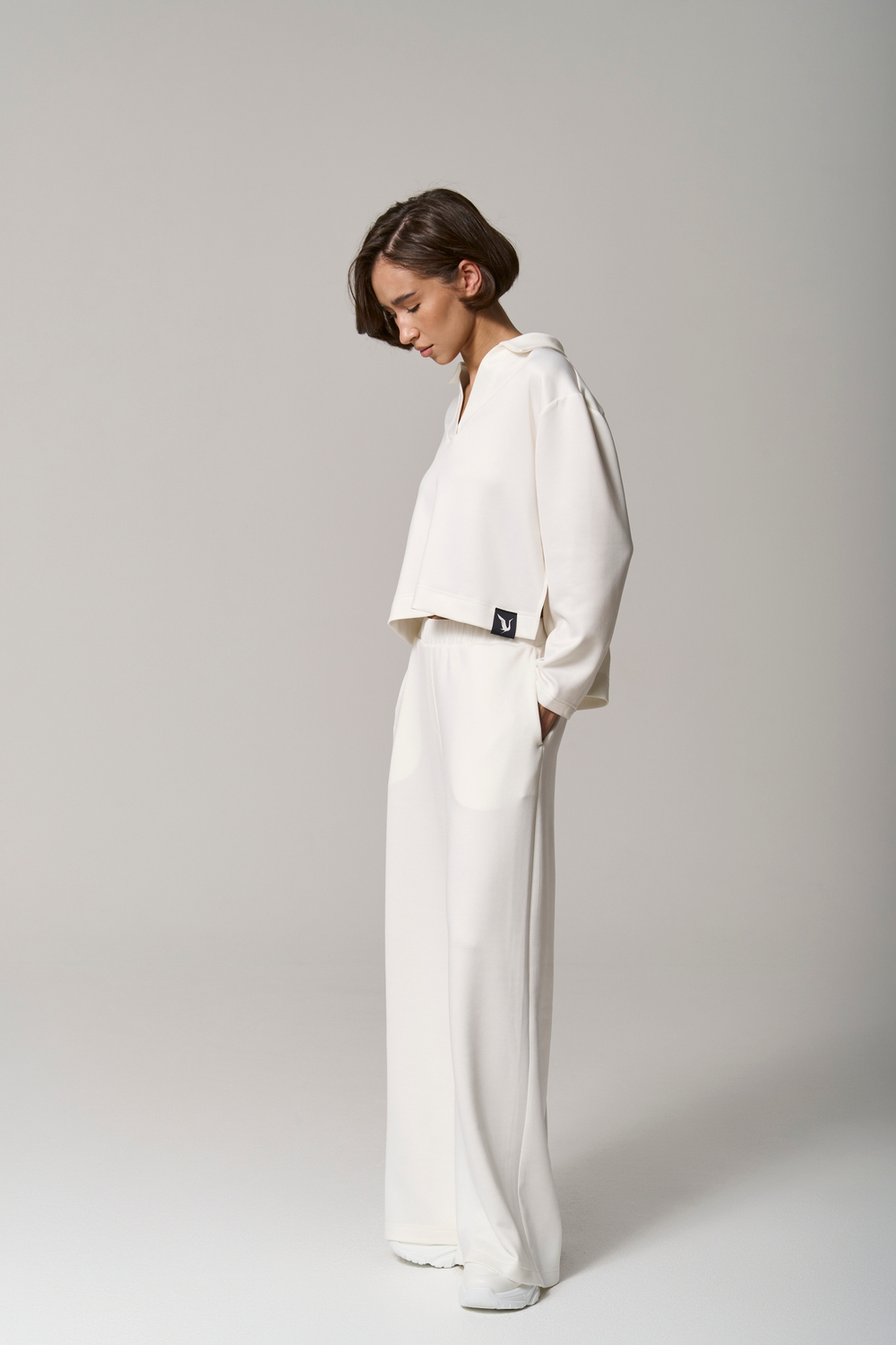 Брюки трикотажные wide leg белые