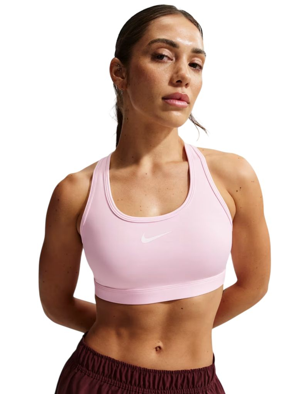 ТОП теннисный Nike Swoosh Medium Support Non-Padded Sports - pink foam/stone mauve/white