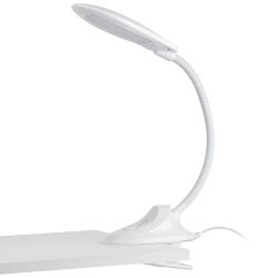 Настольный светильник ЭРА NLED-478-8W-W светодиодный на прищепке белый | Светодиодные настольные лампы