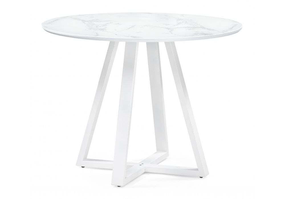 Стеклянный стол Норфолк 100х78 белый мрамор / белый