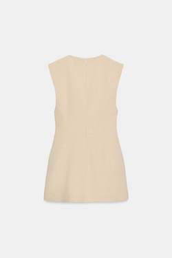 ZARA КОРОТКОЕ ПЛАТЬЕ В ПОЛОСКУ, ЭКРЮ/ЖЕЛТЫЙ