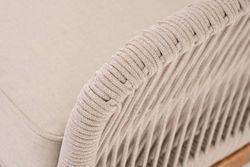 "Канны" левый модуль плетеный из роупа, основание дуб, роуп бежевый круглый, ткань бежевая 052