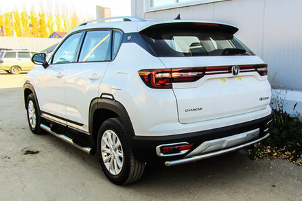 Защита заднего бампера (нержавейка) Changan CS35Plus (2018-2023) d42 (черный)