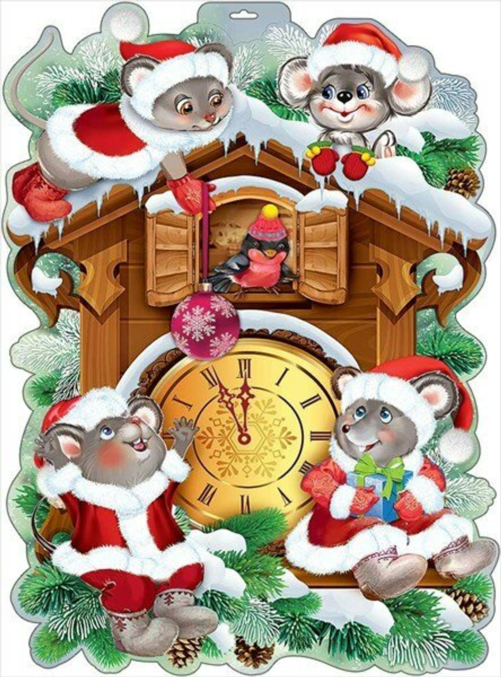 Вырубка Новый Год " Часы с мышками"