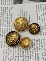 Пуговицы Скиап. лобстер матовое золото с черной эмалью