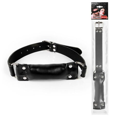 Черный кляп-трензель на кольцах и регулируемом ремешке (Цвет: черный)