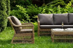 "Гранд Латте" лаунж-зона из искусственного ротанга, цвет соломенный