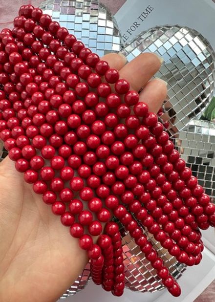 Нить бусин для украшений 8мм, "Майорка. Имитация" (красный цвет)