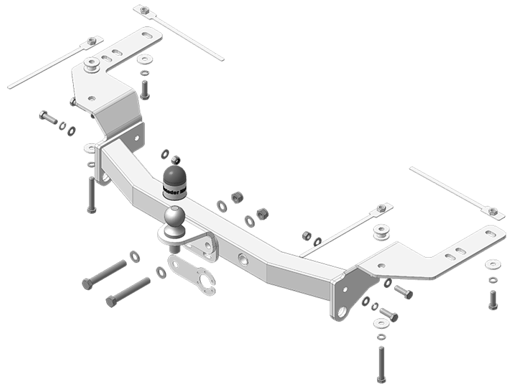 Фаркоп Motodor для ОЦИНКОВАННЫЙ Toyota Land Cruiser 200 (кроме версий Excalibur и Executive), Lexus LX (хром. Шар)(паспорт и сертификат в комплекте)(без электрики) 92527-FE