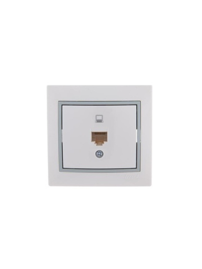 Розетка компьютерная 1-м СП Mira RJ45 бел./сер. LEZARD 701-0215-139