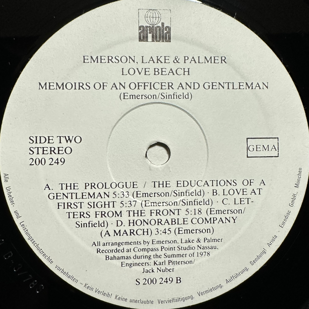 Emerson, Lake & Palmer - Love Beach (Германия 1978г.)