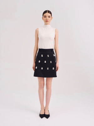 Юбка мини с пайетками черная