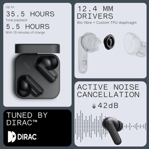 Беспроводные наушники CMF by Nothing Buds 2a, Тёмно-серый | Dark Gray