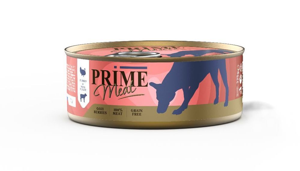 PRIME MEAT консервы для собак индейка с телятиной филе в желе 325 г