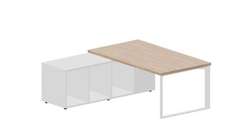 Стол Fortum на опорной сервисной тумбе (левый) 180(+0/15/30)х180х74см