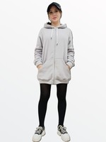 20887 Толстовка флисовая на молнии оверсайз с капюшоном, светло-серая (54)