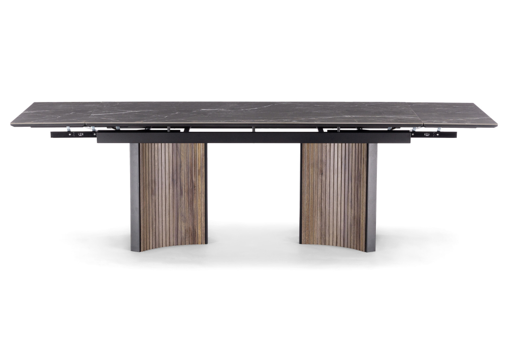 Керамический стол Woodville Саливан 180x90 nero marquina, дуб бомонд лофт