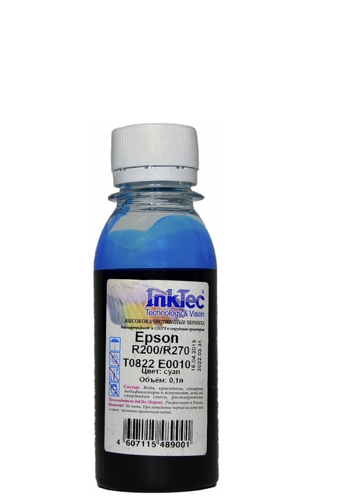 Чернила для Epson R200/R270/R290/T50/P50/L800, 0,1л, InkTec, cyan.