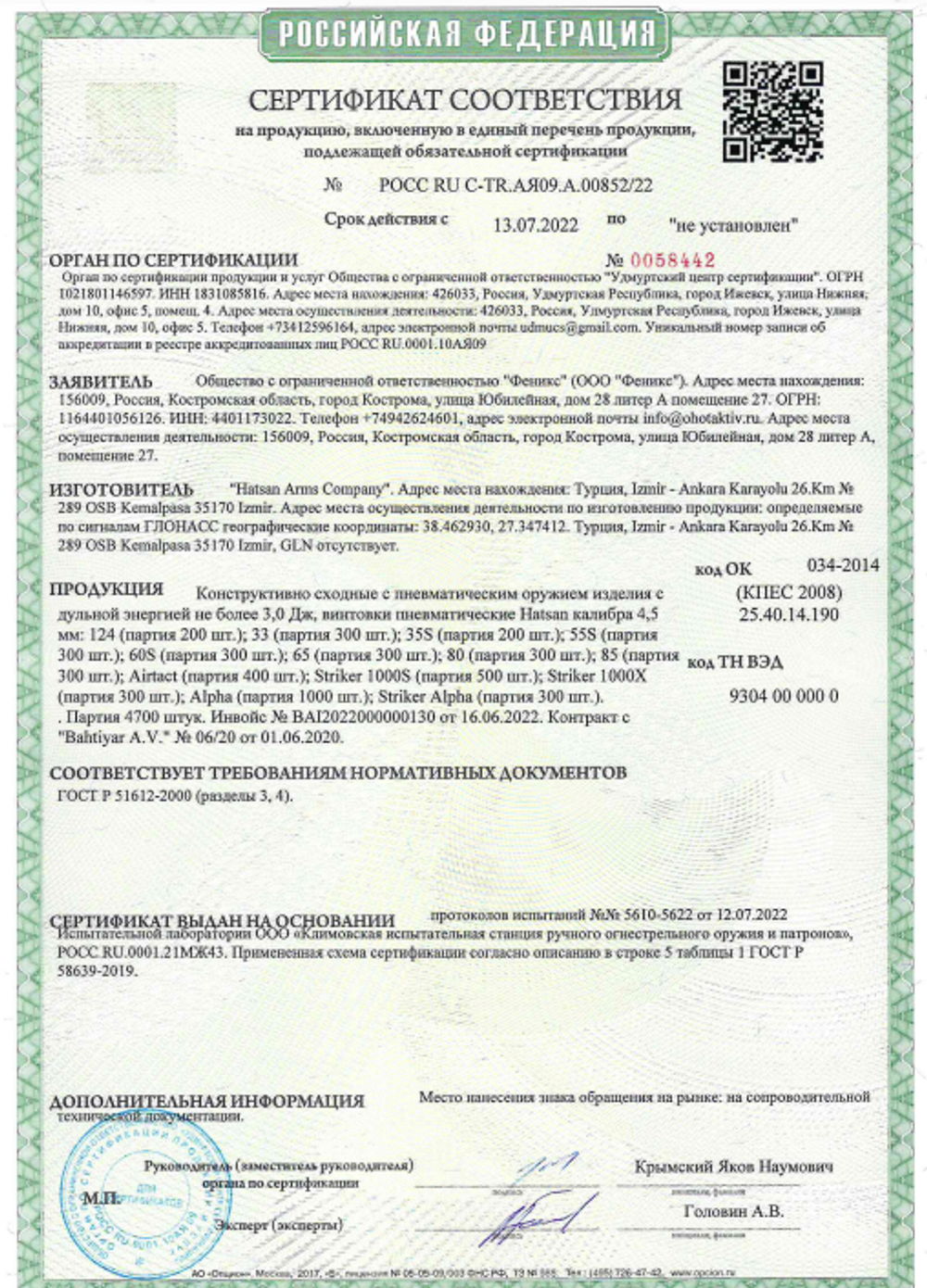 Пневматическая винтовка Hatsan Alpha (★3 Дж), Hatsan (Турция)