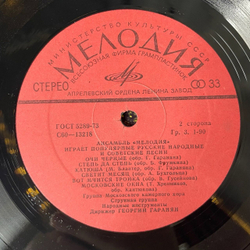 Винтажная виниловая пластинка LP Ансамбль Мелодия Играет Популярные Русские Народные и Советские Песни (СССР 1979) Калинка