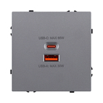 Розетка USB A+C 65W, серый Kollinger Eclipse EC-024GY